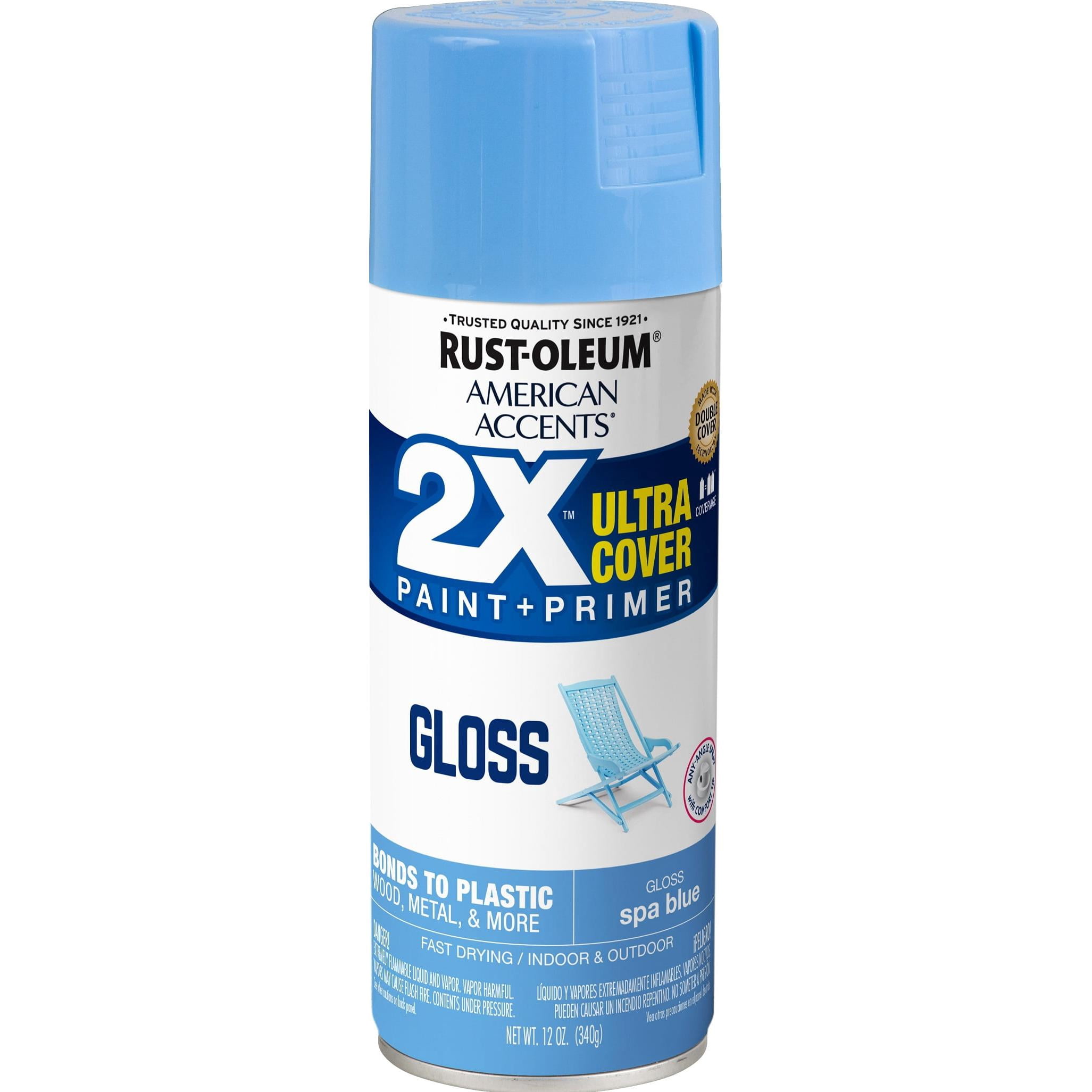 2-Pack Value - Rust-oleum american accents ultra cover 2x gloss spa blue spray paint and primer in 1, 12 oz