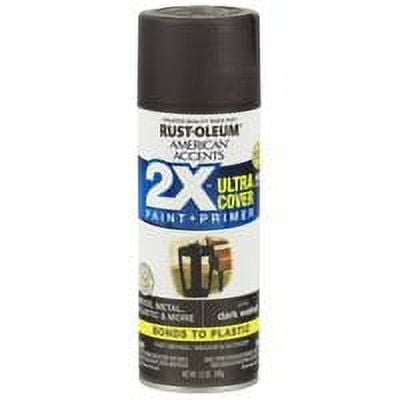 2-Pack Value - Rust-oleum american accents ultra cover 2x satin dark walnut spray paint and primer in 1, 12 oz