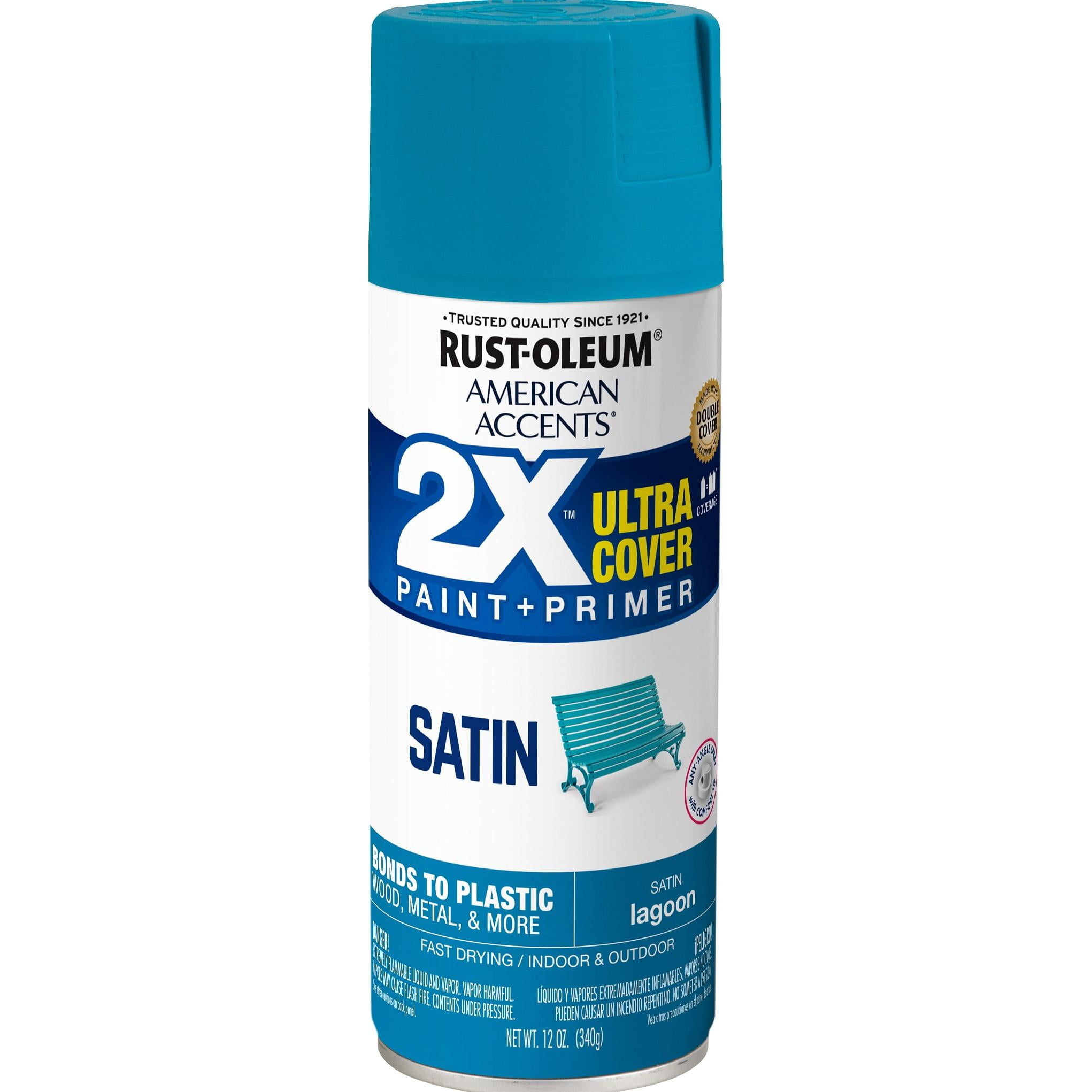 2-Pack Value - Rust-oleum american accents ultra cover 2x satin lagoon spray paint and primer in 1, 12 oz