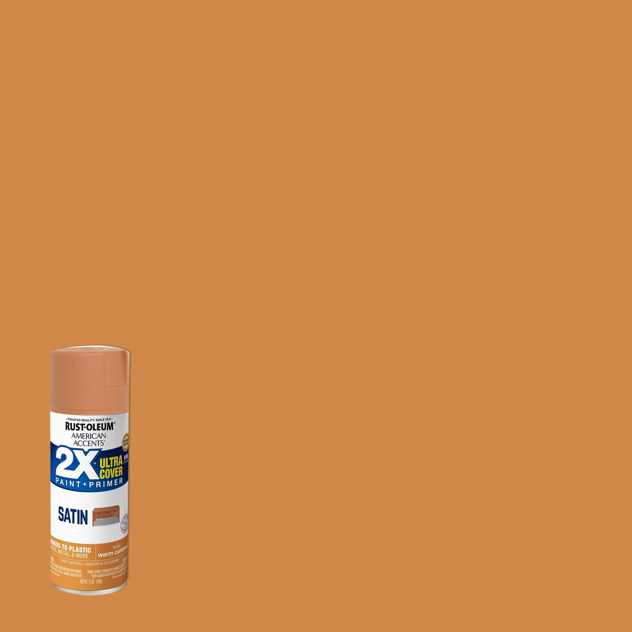 2-Pack Value - Rust-oleum american accents ultra cover 2x satin warm caramel spray paint and primer in 1, 12 oz