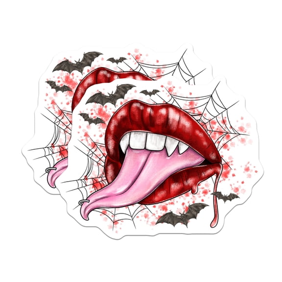 (2 Pack) Vampire Lips Magnets - Gothic Halloween Decor - Spooky Fridge Locker Accessories - Alternative Refrigerator Art - 5 Inches On Longest Side - Thick Durable Magnet - Made in USA - MAG30241