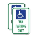 thumbnail image 1 of (2 Pack) Van Parking Only (With Handicap Symbol) | 12" X 18" Heavy-Gauge Aluminum Sign | Rust Free Aluminum, Weather Resistant, Waterproof, Fade Resistant, 2 Pre-drilled Holes, 1 of 4