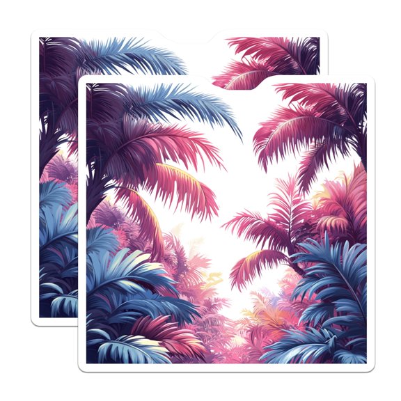 (2 Pack) Vaporwave Palm Trees Magnets - Retro Synthwave Art - Aesthetic Fridge Decor - Indie Style Home Kitchen Magnets - 5 Inches On Longest Side - Thick Durable Magnet - Made in USA
