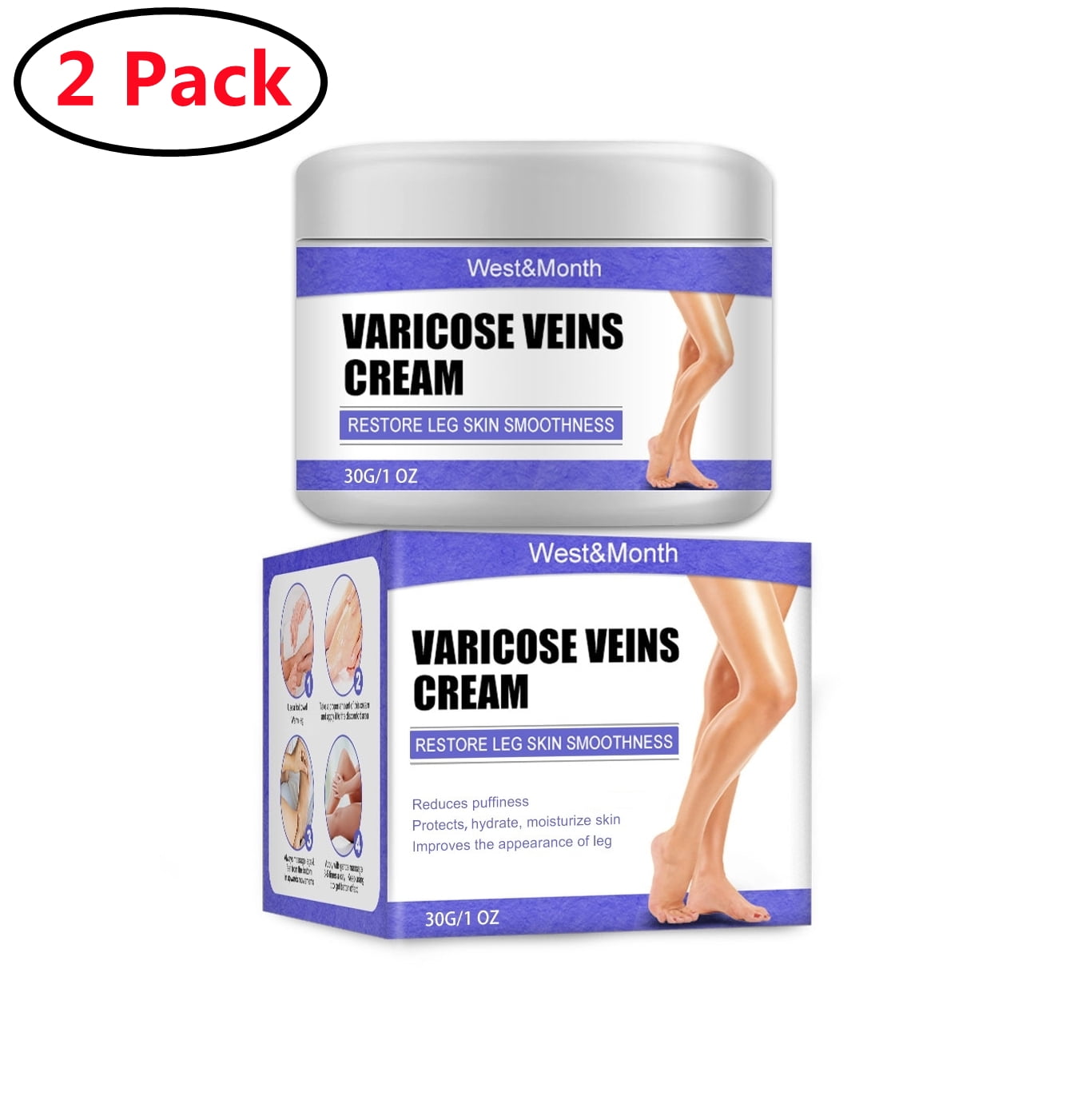 2 Pack Varicose Vein Relief & Vein Care Cream W/Collagen, Arnica