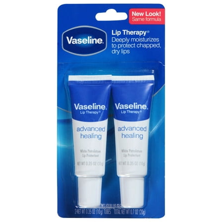 Vaseline Lip Therapy Moisturizing White Petroleum Advanced Healing Lip Protectant, 0.35 oz 2 Count