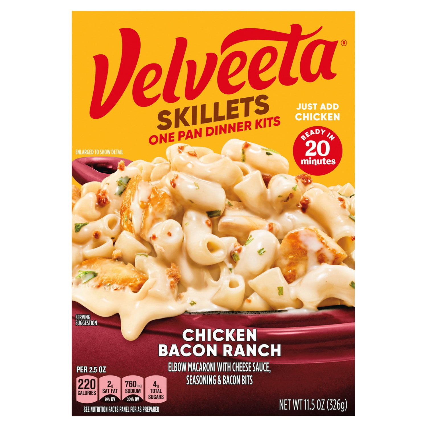 2 Pack - Velveeta Cheesy Skillets Dinner Kit Chicken Bacon Ranch Box 11.5 oz Package May Vary