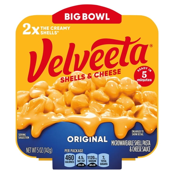 2 Pack - Velveeta Shells & Cheese SS Big Bowl Original 5 oz Package May Vary