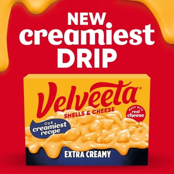 (2 Pack) Velveeta Shells and Cheese Extra Creamy Mac and Cheese, 1 Box, for Easy Dinner or Dinner Sides, Extra Creamy, Made with Real Cheese, 11 oz