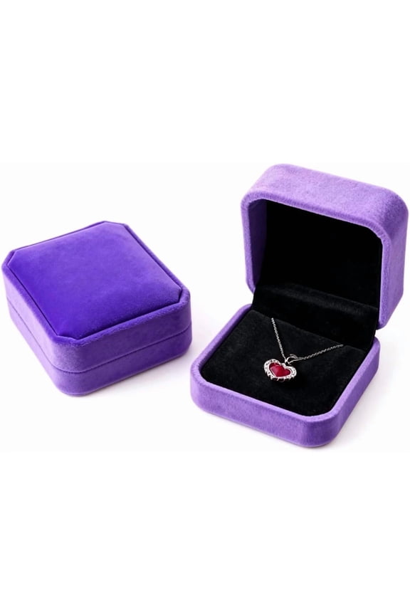 2 Pack Velvet Ring Boxes, Earring Pendant Storage Case, Ring Earrings Gift Box, Accessories Display, for Proposal, Engagement, Wedding (Blue)