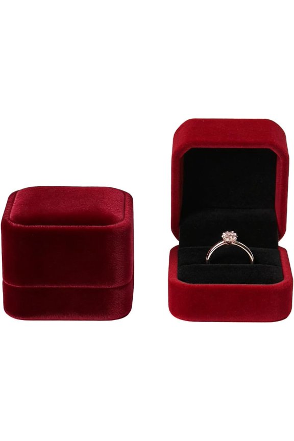 2 Pack Velvet Ring Boxes, Earring Pendant Storage Case, Ring Earrings Gift Box, Accessories Display, for Proposal, Engagement, Wedding (Blue)