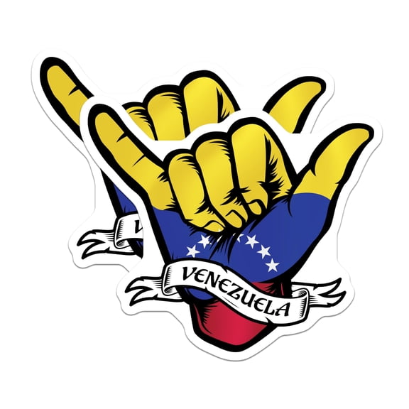 (2 Pack) Venezuela Hand Sign Magnets - Shaka Sign - Venezuelan Pride Decoration - 5" On Longest Side - Premium Magnet - for Cars, Refrigerators, Toolboxes, Lockers - Made in USA - MAG18667