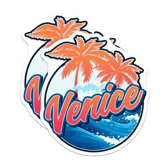 (2 Pack) Venice Beach Magnets - Palm Tree Magnets - Travel Souvenir Magnets - 5" On Longest Side - Premium Magnet - for Cars, Refrigerators, Toolboxes, Lockers - Made in USA - MAG17949