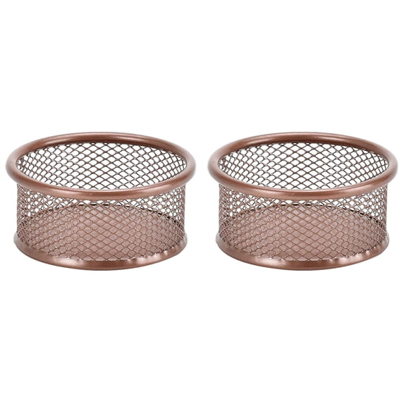 2-Pack Ventilated Metal Mesh Paper Clip Holder with Stackable Design, Sturdy Wire Desk Caddy for Office Supplies Pins, Modern Organizer Cup for Desktop Tidying Home Campus, Rose Gold, By Cosmug