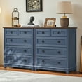 thumbnail image 1 of 2 Pack Vertical Dresser for Bedroom, Modern Wooden 5 Drawer Tall Dresser, Chest of Drawers, Storage Cabine Living Room Hallway, Blue, 1 of 5