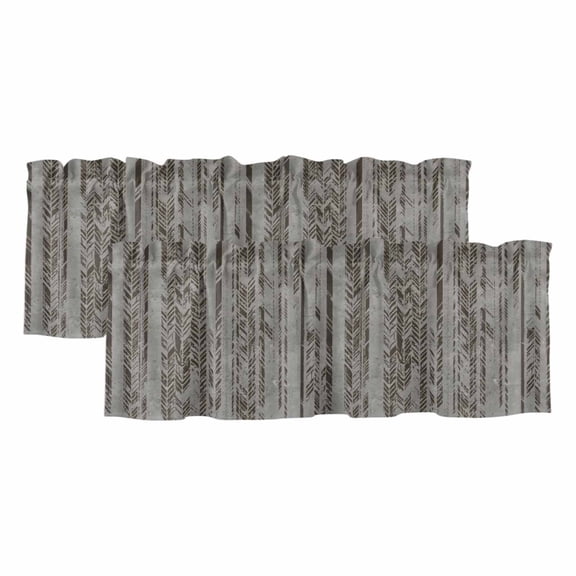 2 Pack Vertical Line Plank Valance for Window Rustic Industrial Gray Brown Wood Grain Kitchen Valance Rod Pocket Short Curtain Topper Decorative Window Treatment for Living Room Bedroom 42"x12"