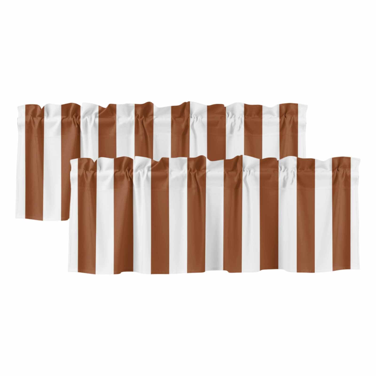 2 Pack Vertical Stripe Valance for Window Minimalist Modern Brown ...