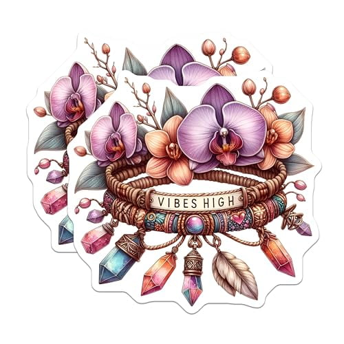 (2 Pack) Vibes High Magnets Magnets - Boho Flower Decor - Crystals and Feathers - 5" On Longest Side - Made in USA - Sticks to Refrigerators & Metal Surfaces - MAG8842