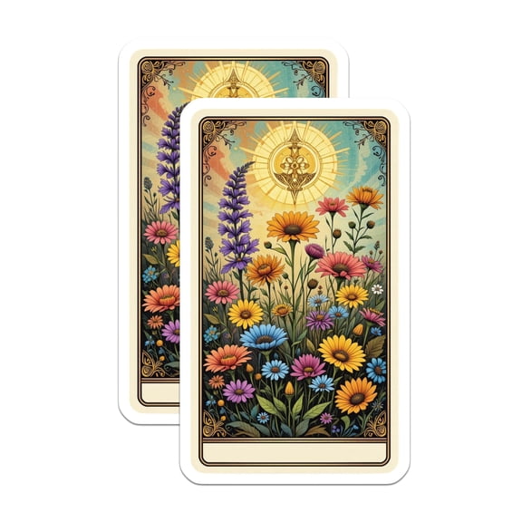 (2 Pack) Vibrant Flower Field Magnets - Bohemian Botanical Garden Art - Spiritual Sunburst Decor - 5 Inches On Longest Side - Thick Durable Magnet - Made in USA - MAG23015