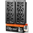 thumbnail image 1 of 2-Pack Victorian 2" X 14" Floor Vent Covers Register With Mesh Net, Matte Black, 1 of 7