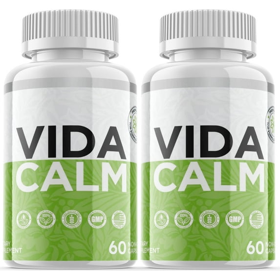 (2 Pack) Vida Calm - Dietary Supplement for Focus, Memory, Clarity, Energy, Improved Sleep, Calm and Relax Mind - Advanced Cognitive Formula for Maximum Strength - 120 Capsules