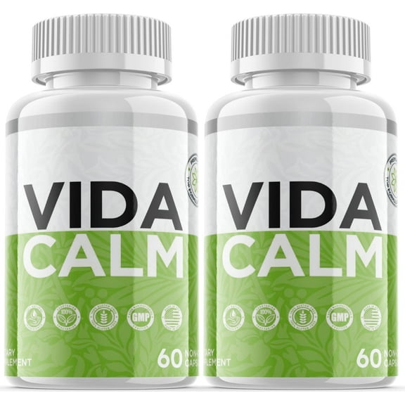 (2 Pack) Vida Calm - Dietary Supplement for Focus, Memory, Clarity, Energy, Improved Sleep, Calm and Relax Mind - Advanced Cognitive Formula for Maximum Strength - 120 Capsules