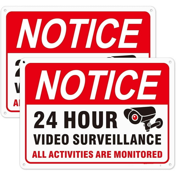 2 Pack Video Surveillance Sign, All Activities Are Monitored, Security Camera Warning Sign For Outdoor Property Home, 10 x 7 Inches Rust Free .040 Aluminum, Reflective, Weatherproof and Fade Resistant