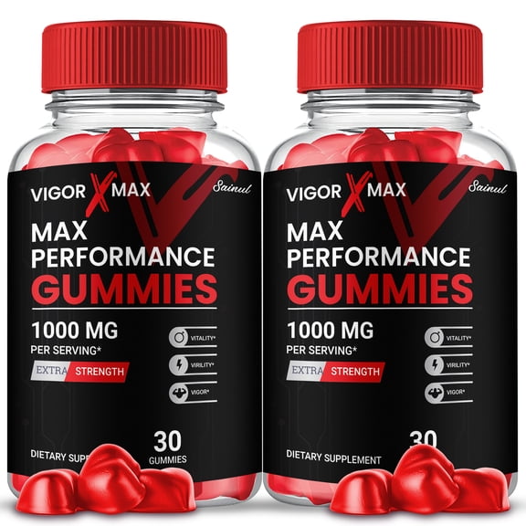 (2 Pack) VigorX Max Gummies for Men, Maximum Strength Formula, Vigor X Max Male Supplement, All Natural Formula