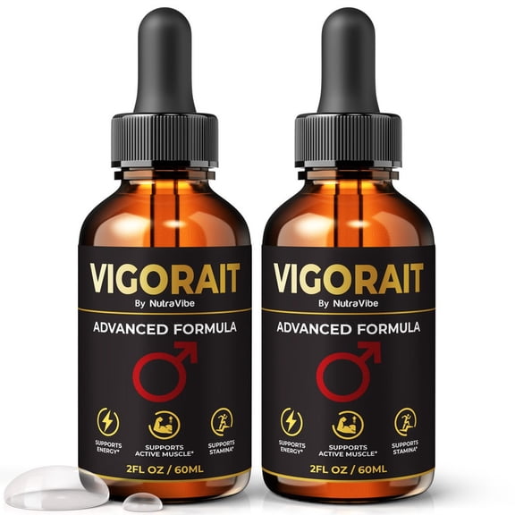 (2 Pack) Vigorait Health Support with Natural Ingredients to Support Steady Energy, Stamina & Drive | Daily Formula in Easy-to-Take Drops, 30 Day Supply (60 Servings)