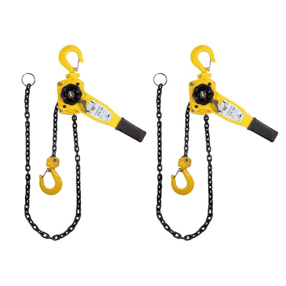 2 Pack Viking Manual Lever Chain Hoist 3/4 Ton 1650 lbs 20' Lift 2 Heavy Duty Hooks, 360 Rotation Hook, Chain Come Along for Lifting Pulling Construction Automotive Machinery