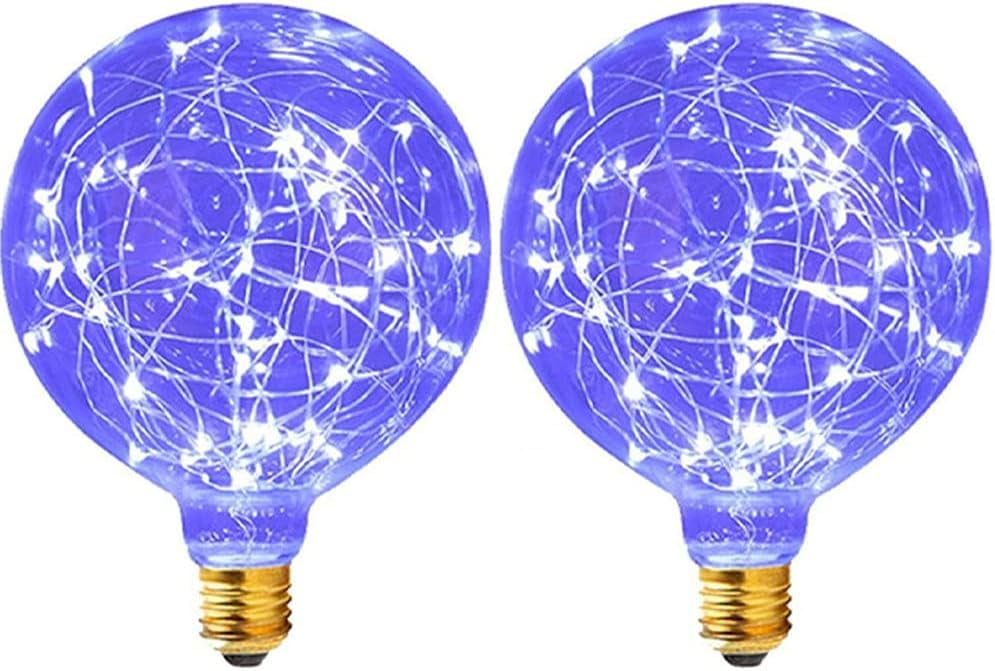 2 Pack Vintage Edison Bulb, G95 E27 220V 3W Fireworks Vintage Bulbs Incandescent Bulbs Edison Decorative Light Bulbs Copper Wire Firework Light Bulb