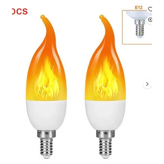 2 Pack Vintage LED Flame Effect Light Bulb, Orange Yellow Flickering Fire E12 Bulb, Torch Candle Lamp Replacement for Halloween Christmas Indoor Outdoor Decor