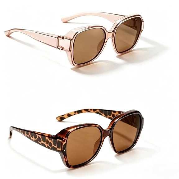 2 Pack Vintage Oversized Unisex Sunglasses, UV Protection, for Driving Daily Party, Perfect Photo Prop & Holiday Gift