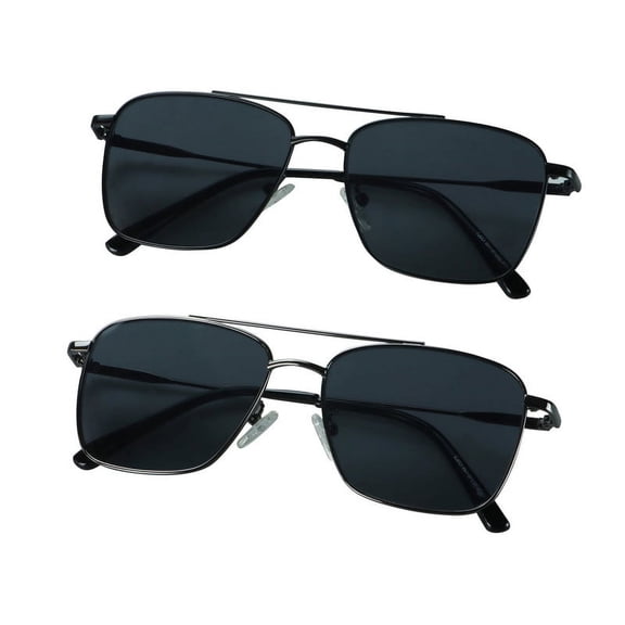 2 Pack Vintage Round Sunglasses for Men and Women UV400 Protection Outdoor Shades with Matte Black+Black +1.75 Magnification Frame