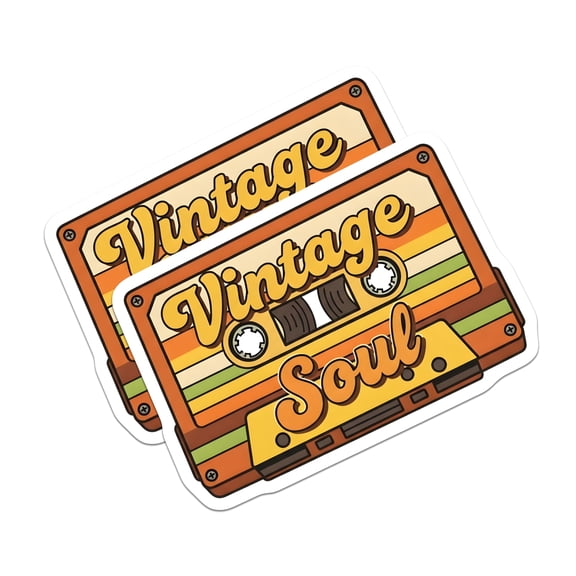 (2 Pack) Vintage Soul Magnets - Retro Cassette Decor - 70s Style Fridge Magnets - 5" On Longest Side - Premium Magnet - for Cars, Refrigerators, Toolboxes, Lockers - Made in USA - MAG17167