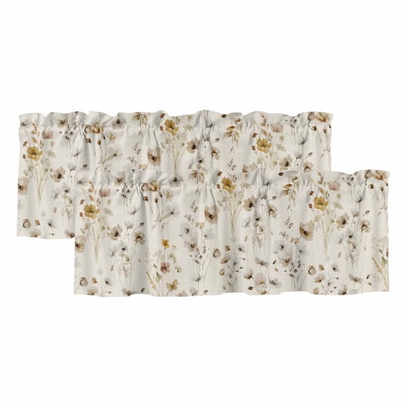 2 Pack Vintage Spring Floral Valances for Windows Bedroom Living Room Window Treatments, Summer Botanical Rustic Rod Pocket Valance Drapes Short Kitchen Curtains Over Sink 54"x18"