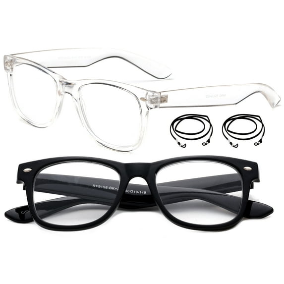 2 Pack Vintage Style Reading Glasses Comfortable Stylish Simple Reader for Men & Women