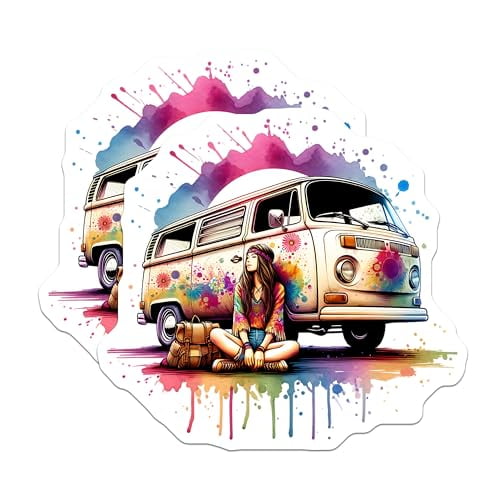 (2 Pack) Vintage VW Bus Magnets Magnets - Hippie Van D????cor - 5" On Longest Side - Made in USA - Sticks to Refrigerators & Metal Surfaces - MAG8834
