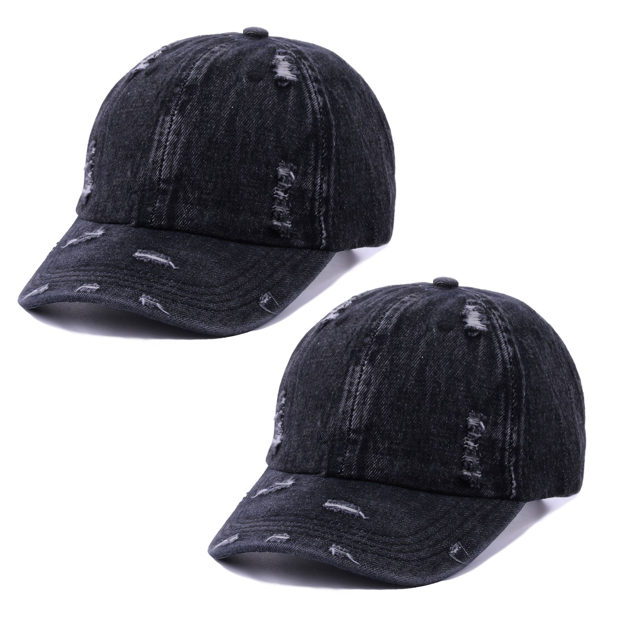 Lot of 16 Distressed Black/Charcoal Denim Cap Destroyed Cap in Washed Black – SVRN main image 4