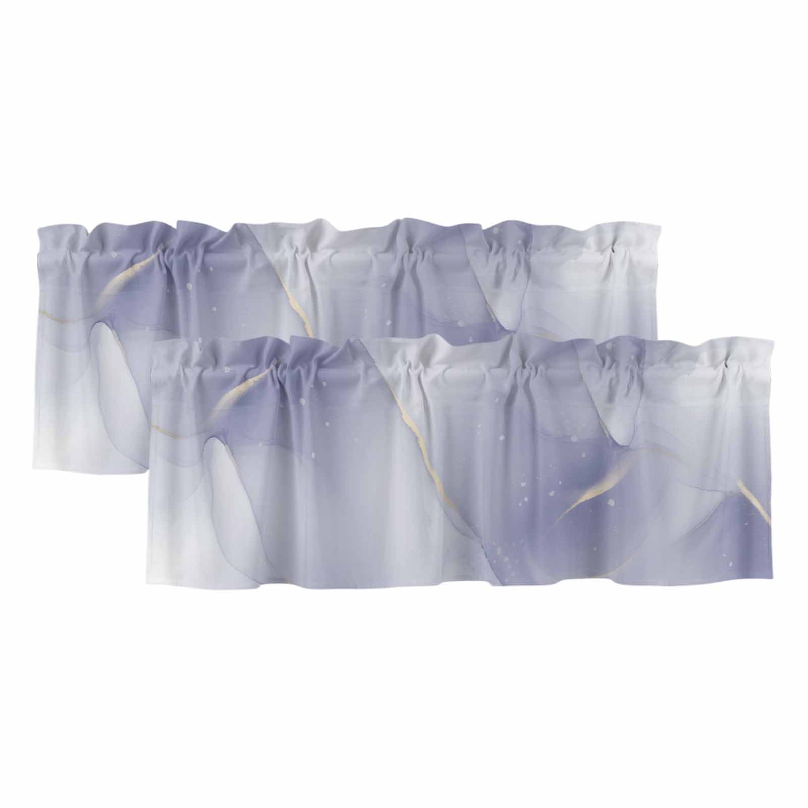 2 Pack Violet Gradient Valance for Window Gold White Ombre Marble ...