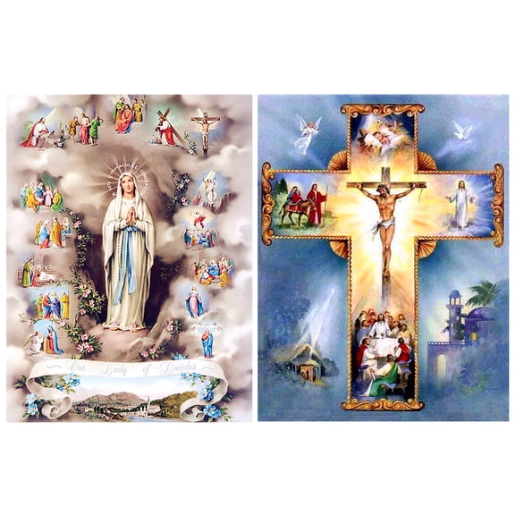 2-Pack Virgin Mary Diamond Painting Kits - Cross Full Drill 5D DIY Diamond Art for Adults Kids Wall Decor Gifts, 12x16in, Pattern#22
