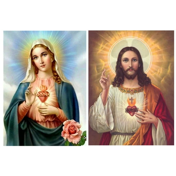 2-Pack Virgin Mary Diamond Painting Kits - Jesus 5D DIY Diamond Art for Adults and Kids - Gem Art Full Drill Kit Crystal Pictures Home Wall Decor Gifts, 12x16in, Pattern#2