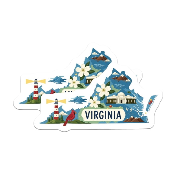 (2 Pack) Virginia State Magnets - Souvenir Magnets - Fridge Magnets - 5" On Longest Side - Premium Magnet - for Cars, Refrigerators, Toolboxes, Lockers - Made in USA - MAG16327