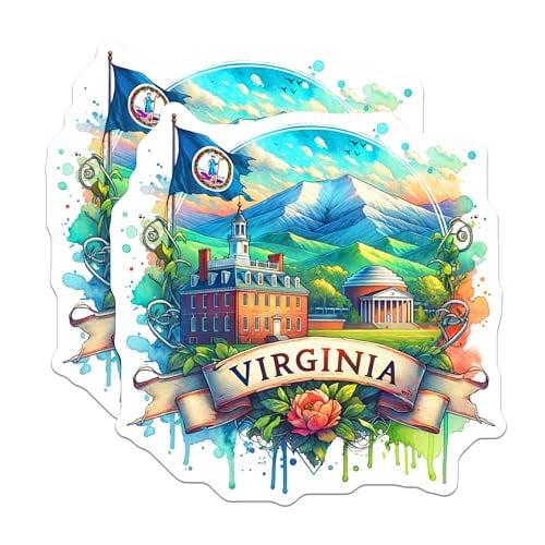 (2 Pack) Virginia State Magnets - State Souvenir - Travel Collectible - Scenic Decor - 5" On Longest Side - for Cars, Fridges, Toolboxes - Made in USA - MAG6869