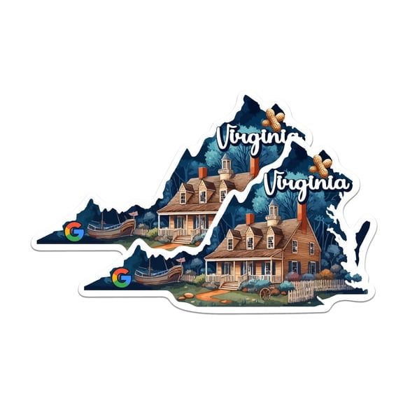 (2 Pack) Virginia State Shape Stickers - VA State Sticker - Choose from 50 States - 5 Inches On Longest Side - Premium Vinyl - for Cars, Skateboards, Laptops - Made in USA - BMCS1280
