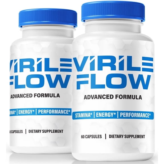 (2 Pack) Virile Flow Pills Official VirileFlow All-Natural Formula for Physical Health & Overall Well-Being, Energy & Wellness Support, Reviews (120 Capsules)