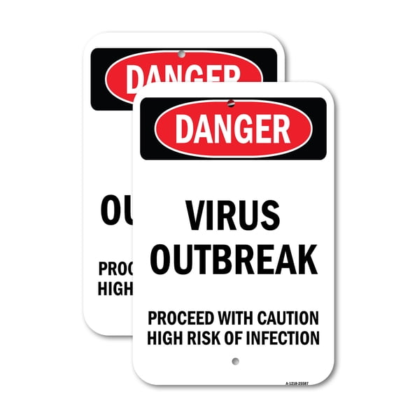 (2 Pack) Virus Outbreak | 18" X 24" Heavy-Gauge Aluminum Sign | Rust Free Aluminum, Weather Resistant, Waterproof, Fade Resistant, 2 Pre-drilled Holes