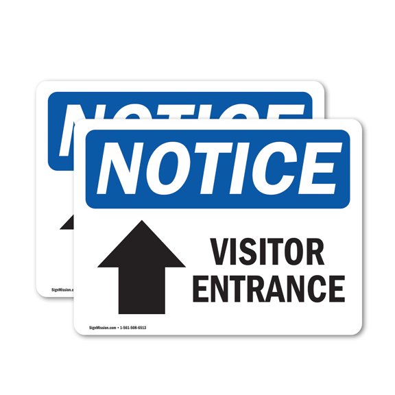 (2 Pack) Visitor Entrance [Up Arrow] Sign