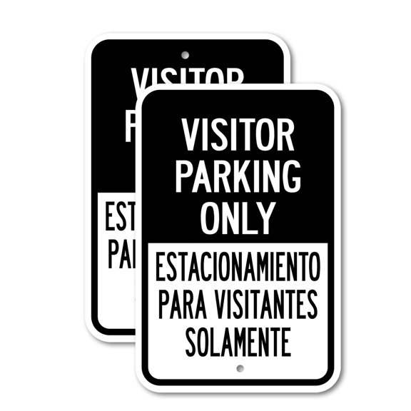 (2 Pack) Visitor Parking Only / Estacionamiento Para Visitantes Solamente | 12" X 18" Heavy-Gauge Aluminum Sign | Rust Free Aluminum, Weather Resistant, Waterproof, Fade Resistant, 2