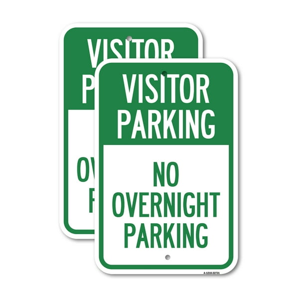 (2 Pack) Visitor Parking No Overnight Parking | 18" X 24" Heavy-Gauge Aluminum Sign | Rust Free Aluminum, Weather Resistant, Waterproof, Fade Resistant, 2 Pre-drilled Holes