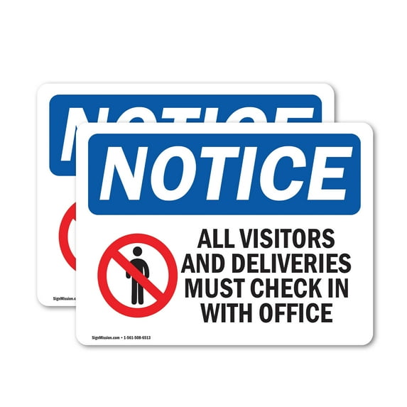(2 Pack) Visitors OSHA Notice Sign 14 Inch X 10 Inch Vinyl Label Decal Sticker Weather Resistant, UV Protected for Workplace, Business, and Construction Site, Made in the USA